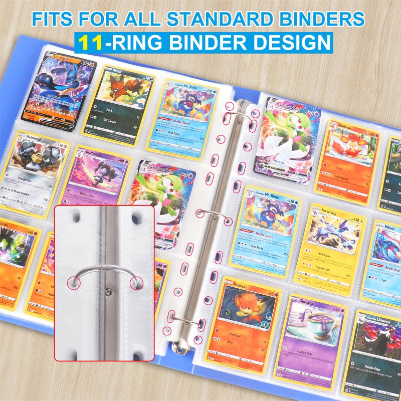 ABLY 540 Pockets Double-Sided Trading Card Pages Sleeves 9-Pocket Clear Plastic Game Card Protectors for Skylanders, Pokemon, Baseball Cards and More, Fit 3 Ring Binder (30 Pages) - Image 3